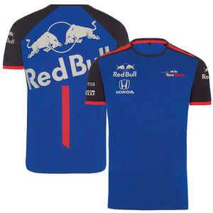Herren-T-Shirts, F1-Formel-1-Kurzarm-T-Shirt, Champion-Stil, blaue rote Punkte-Kleidung
