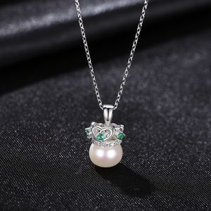 Luxus herzförmige Krone Süßwasserperle S925 Silber Anhänger Halskette Damen Schmuck Mikroset Zirkon Schlüsselbeinkette exquisite Halsketten-Accessoires