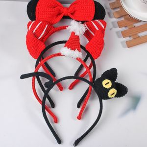 Baby Hair Sticks Autumn And Winter Knitted Wool Super Cute Radish Rabbit Bow Headbands Women Fashion Go Out Wearing Cartoon Head Band Cat Accessories
