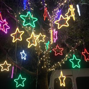 Струны рождественские огни звезда светодиодные гирлянда сказочная струна на открытом воздухе для домашней спальни садовая вечеринка свадебное украшение