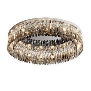 Modern Crystal Living Room Chandelier Ceiling Light Luxury Restaurant Parlor Glass Stainless Steel Hanging Lamp Fixtures