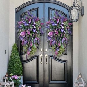 Decorative Flowers Artificial Garland 45x25cm Pography Props Ornaments Tulip Floral Twig Wreath Decor Front Door For Window Home