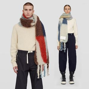 Шарфы простые европейские и американские модные утолщенные искусственные кашемировые шали мохер теплый шарф осенней зимой