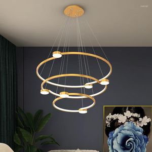 Chandeliers Nordic Modern Led Chandelier Living Bedroom Dining Room Circular Pendant Lights Home Indoor Lighting Decor Ceiling