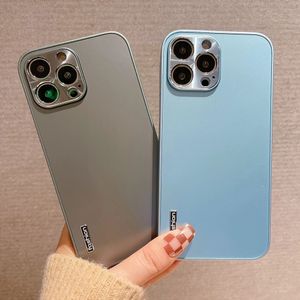 حالات الهاتف الأكريليك الصلبة النحيف لـ iPhone 15 14 13 12 11 Pro Max 7 8 Plus XS XR Metal Camera Cofment Cover Cover