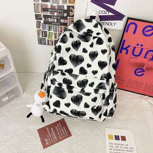 School Bags Student Nylon All Love Line Prints Large Capacity Waterproof Protable Backpack Bag
