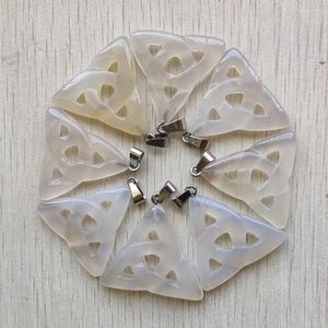 Pendant Necklaces Good Quality Natural White Agates Hollow Triangle Charms Pendants For Jewelry Making 8pcs/lot Wholesale