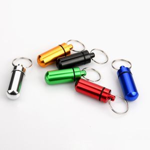 Keychains Lanyards 14Mmx52Mm Portable Waterproof Mini Aluminum Pill Case Keychain Tablet Storage Box Bottle Cases Holder High Qual Dhwcq