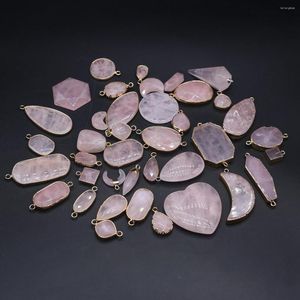 Подвесные ожерелья натуральные агаты очаровывают розовые кварцы разъем изысканный для изготовления аксессуаров для украшения DIY DIY DIY