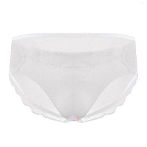 Cuecas Mens Lingerie Sissy Crossdress Cosplay Briefs See-through Malha Dos Desenhos Animados Frutas Imprimir Calcinhas Bonitos Underwear235J