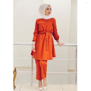 Women's Two Piece Pants Women Suits Season Autumn Winter 2 Hijab Knitwear Printing Islamic Muslim Clothing Pullover Model Long Sleeve Sets