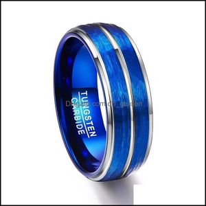 Anéis de casamento anéis de casamento masculino moda de 8 mm preto ladder aresta de aço inoxidável anel azul groove homens presentes para menwedding bri dhoah