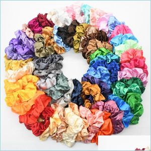 Hair Accessories Mticolor Women Silk Scrunchie Elastic Handmade Hair Band Ponytail Holder Headband Accessories Top Quality Drop Deli Dhh4M