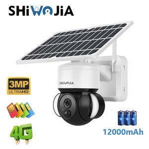 IP -camera's Shiwojia Solar Camera 4G Sim Wifi Outdoor Wireless CCTV Cloud H265 Power Garden Lights Security Surveillance Batterij 221025