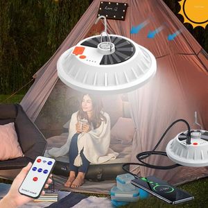 Bärbara lyktor Camping Lantern Light Solar Lamp Tent LED Emergency Rechargeble Power Bank för belysning