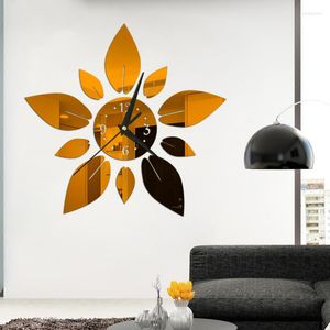 Duvar Saatleri 50cm Petal Dikiş Dekoratif Saat Aynası Sticker 3D Üç Boyutlu Kendinden Yapıştırıcı Oturma Odasında Ev Dekorasyonu