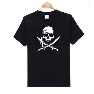 メンズTシャツメンカジュアルコットンブランドTシャツ海賊スカルパーソナライズされたカスタムTシャツメンズ面白いOネック半袖Tシャツ