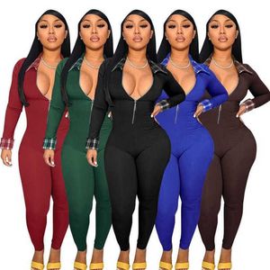 Дизайнерские Onesies Женские комбинезоны Pronting Permonized Splice Bodysuits Droppers на молнии