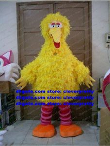 Costume mascotte giallo Big Bird Mascotte Sesame Street Peluche Pelliccia lunga Personaggio dei cartoni animati per adulti Vestito Vestito Arti dello spettacolo Grad Night No.534