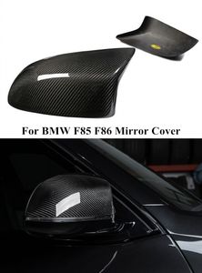 2 PCS جناح الجانبي الخلفي تعديل غطاء المرآة CAPS قشرة ألياف الكربون لتصميم الكربون لـ BMW X5M X6M F85 F86