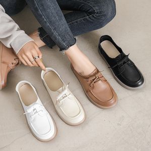 Casual single Dress Shoes Trainers women Cowhide soft sole surface shallow 2022 jelly sole white Sneakers Designer pregnant female breathable hollow