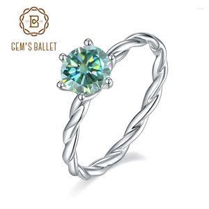 Rings de cluster gem's Ballet 1Ct Green Moissanite Ring Mulheres 585 14K 10K 18K Gold 925 Silver tecida Banda Solitaire Engagement