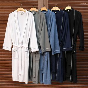 Erkekler Placowear Sonbahar Çöp Kimono V-Neck Erkekler Batrobe Elbise Uzun Kollu Nightwear Cepler Evde Giyim Giyim Gündelik Loungewear