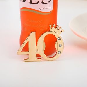 50PCS Wholesales Party Anniversary Gift Gold Metal 40th Beer Opener with Gift Package Wedding Birthday Souvenir