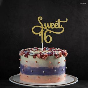 Festive Supplies JQSYRISE 1Pcs Sweet 16 Cake Topper 16th Birthday Party Decoration Anniversary Year Old Accessory Happy