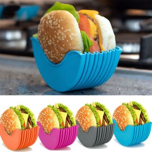Contenitore porta hamburger in silicone lavabile e regolabile, riutilizzabile, per hamburger, adulti e bambini