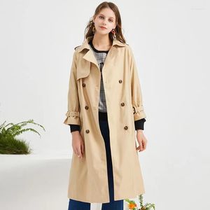 Women's Trench Coats Khaki Women Korean Loose Casual Windbreaker Jacket Vintage Female Hepburn Style Mid-length Over-the-knee Coat 2022