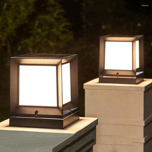 Thrisdar Outdoor Garden Solar Pillar Light Balcony Fence Entrance Door Bollard Pathway Landscape Lawn Post Lamps