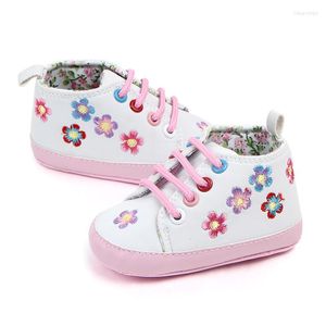 First Walkers Baby Girl Shoes Cute Floral Ricamato Soft PU Leather Prewalker Walking Toddler Kids Walker