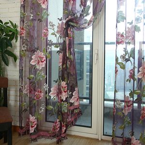 Curtain Beautiful Home Decoration Voile Window Curtains Rod Pocket Process Burnout Tulle For Living Room T30