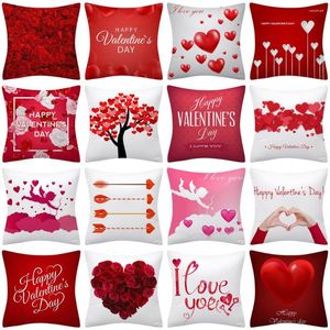 Pillow Valentine Lovers Pink Red Covers Wedding Pillows Case Heart Print Decorative Throw Livingroom Sofa Couch