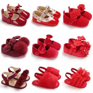Flat shoes Baby Shoes Cute Bow Princess for Girls Summer Casual Sandals Comfortable Soft Sole First Walkers Bed Red Theme L221012