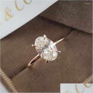 Bröllopsringar Bröllopsringar ovala Cut Solitaire Ring Rose Gold Den Crystal Stone For Women Party Cool Jewelry Gift WholesaleWeddingWe DH6EG