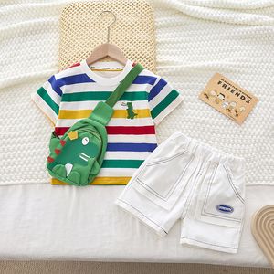 Baby Boys Clothes Set Summer Cotton Dinosaur Sports T Shirt Shorts Bag 3pcs Sets Children Clothing Boy Outfit 1 2 3 4 Years