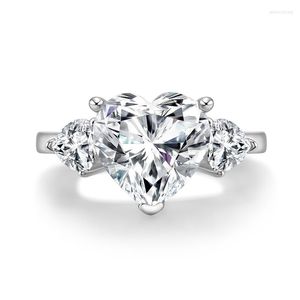 Clusterringe Lesf 5 CT Classic Engagement 925 Sterling Silver Heart Cut 5A Zirkon Lady Braut Ring Schmuck Geschenke Schnelle Lieferung