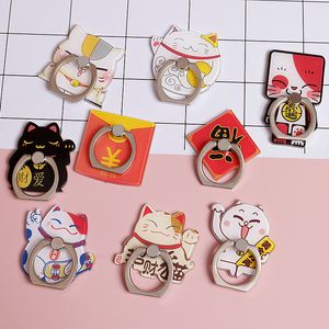 Cell Phone Accessories Creative Ring Mounts Holders Acrylic Finger Ring Buckle Bracket Lucky Cat love cartoon For iPhone 7 Plus gift #001