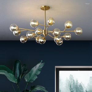 Lampadari Lampadari moderni Sputnik Illuminazione creativa Sfera di vetro Ramo Lampada Bedrpom Lampade a sospensione nordiche per soggiorno