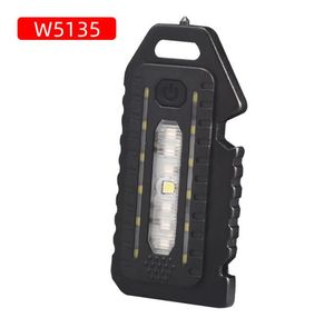 Portable keychain flashlight mini lanterns USB rechargeable emergency camping lamp outdoor survival tool with whistle bottle opener window broken hammer