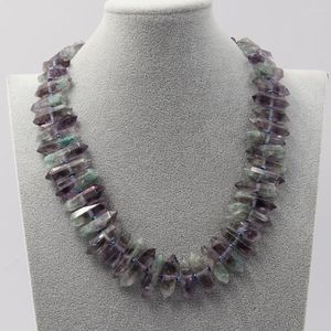 Jóias de gargantilha jóias púrpura naturais de ametas de ponto duplo quartzs colar de pedra preciosa feita à mão para mulheres