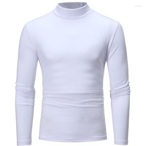 Herr t-skjortor 2022 Autumn Men Long SleepCasual Winter High Collar Pullover O Neck Thin Section Underwear Top T-Shirt Topps