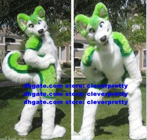 Plush Furry Green Husky Dog Mascot Costume Fox Wolf Fursuit Adult Cartoon Character Outfit Suit New Products Launching Community Activities zz7596
