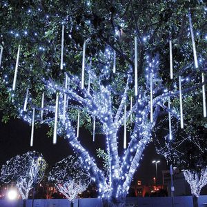 Strings Meteor Shower Rain 8 Tubes LED String Lights Waterproof For Outdoor Christmas Tree Home Holiday Decoration 220V/110V EU/US Plug