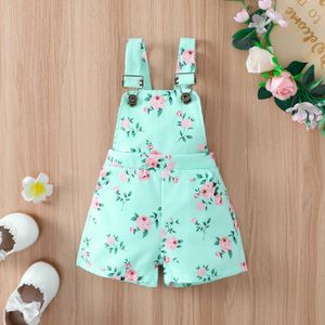 Rompers Kids Girls Summer Summer Mumpsuit Short Shorts Floral Print Strapas de ombro ajustáveis ​​Crianças do uso ao ar livre J220922