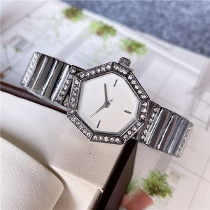 Orologi da polso di marca donne donne da donna in stile cristallo in metallo in acciaio in metallo di lusso orologio da 45