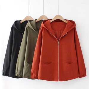 Women's Trench Coats Oversize Spring Female Windbreaker Solid Hooded Short Jacket Outerwear Autumn Casual Tops Women's Basic Plus Size