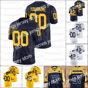 Maglie da calcio personalizzate del Michigan Wolverines College Zach Charbonnet Tom Br